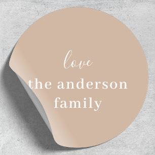 Adesivo Clay Mínimo De Taupe Elegante Moderno Com Amor