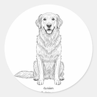 Adesivo Clean Minimalist Golden Retriever Line Art 