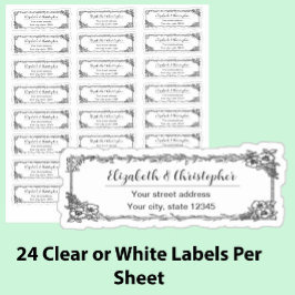 Adesivo Clear Return Address Floral Custom Transparent