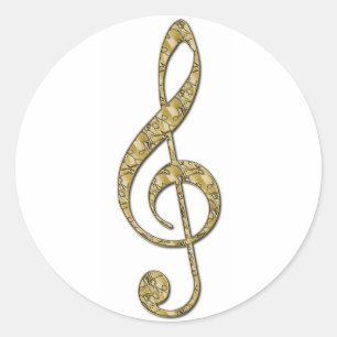Adesivo Clef de triplo Dourado do metal
