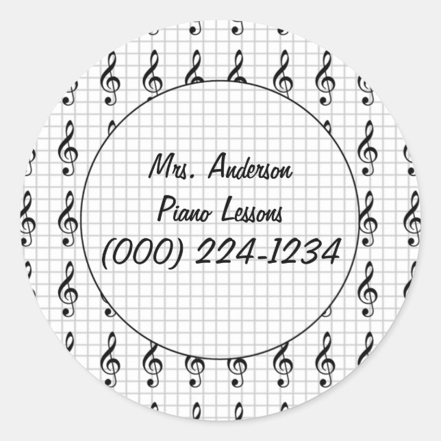 Adesivo Clef Note on Graph Paper - Piano Teacher (Frente)