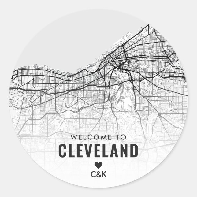 Adesivo Cleveland, mapa da cidade de Ohio | Boas-vindas (Frente)