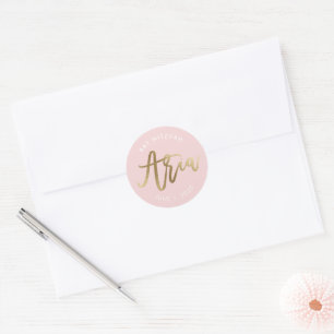 Adesivo CLIENTE Bat Mitzvah cor-de-rosa pincel nome ARIA