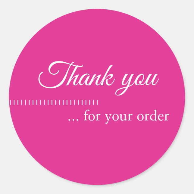 Adesivo Cliente branco, rosa simples, obrigado (Frente)