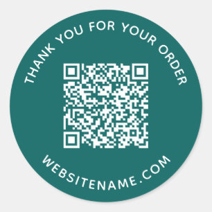 Adesivo Cliente de Código QR de Negócios Obrigado Teal