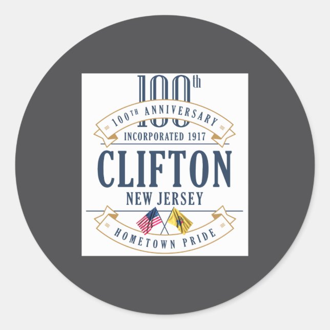 Adesivo Clifton New Jersey 100th Anniv White _1  (Frente)