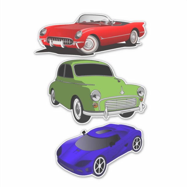 Adesivo Clipart de Carros Clássicos e Esportes (Frente)