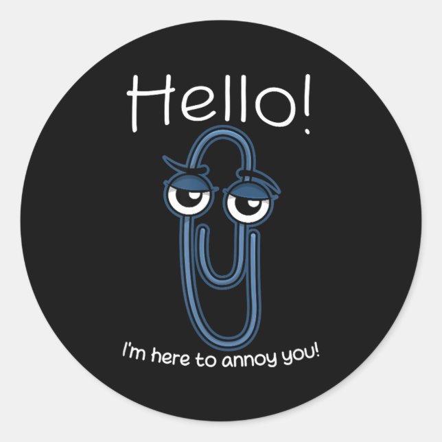Adesivo Clippy Paper Clip Funny Meme Page Note Sarcastic  (Frente)