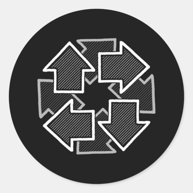 Adesivo Clockwise Arrows Minimal Geometric Black Variant 2 (Frente)