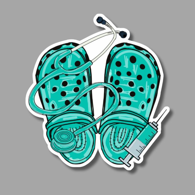 Adesivo Clogs de Enfermagem, Estetoscópio e Seringa à prov (Criador carregado)