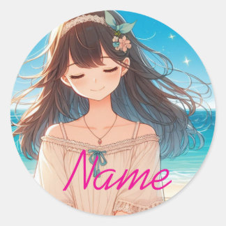 Adesivo Closed Eyes Girl & Straw Hat Girl