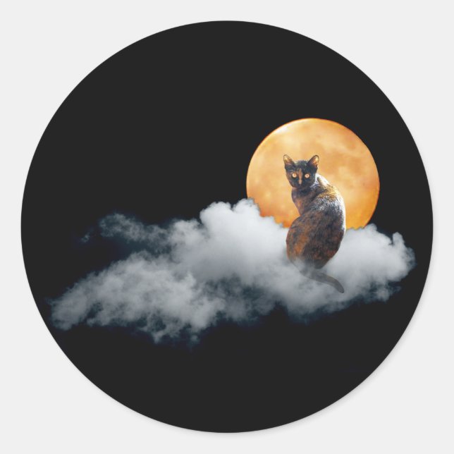 Adesivo Cloud Cat Night Moon Sticker (Frente)
