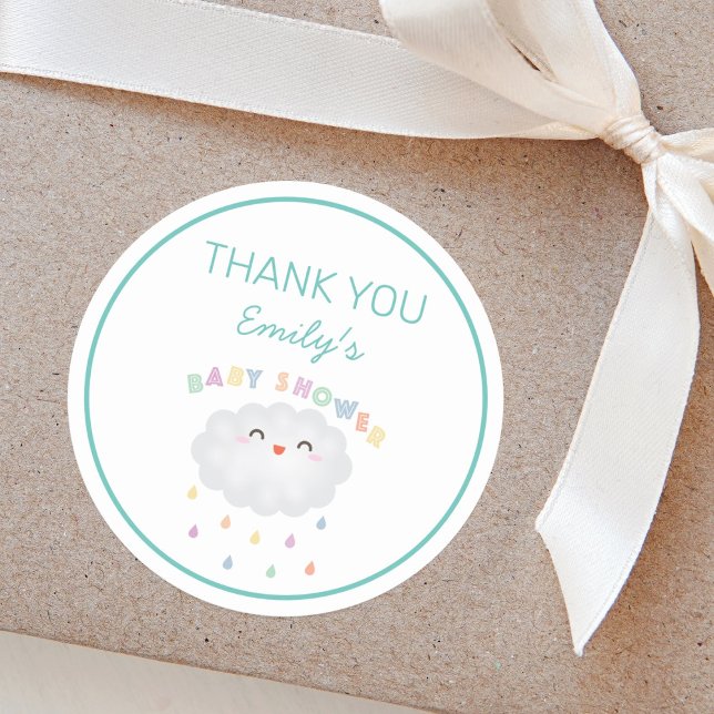 Adesivo Cloud Cute Raindroula Gênero Chá de fraldas Neutro (Criador carregado)