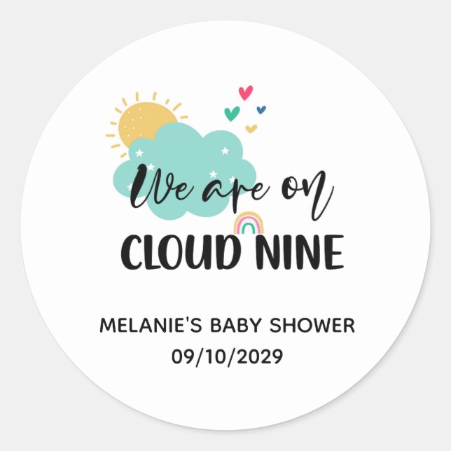 Adesivo Cloud Nine Baby Shower  (Frente)