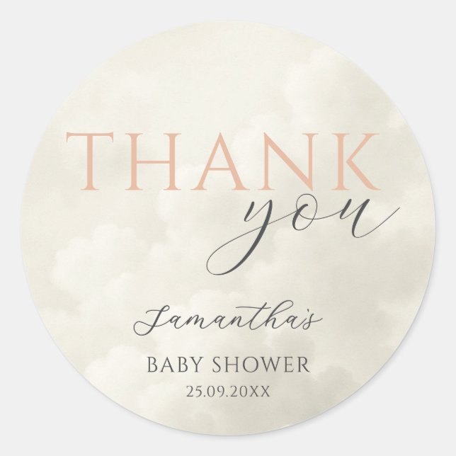 Adesivo Cloud Nine Modern Baby Shower Thank You (Frente)