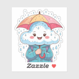 Adesivo Cloud Sticker Kawaii Bonito com Guarda-chuvas e Pe