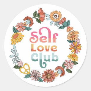 Adesivo Clube de Amor Próprio Citação Positiva Retro