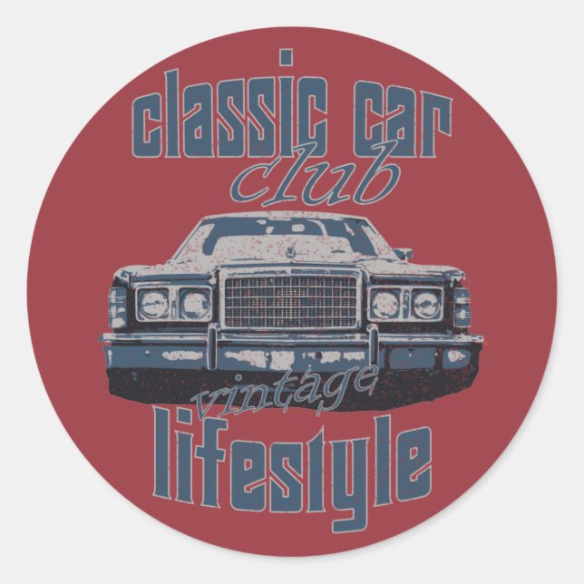 Adesivo clube de carros clássicos presente para amante de  (Frente)