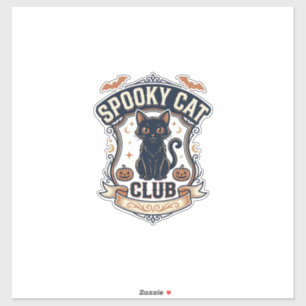 Adesivo Clube de Gato Assustador Gato Halloween Gato Assus