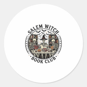 Adesivo Clube de Livros de Bruxas de Salem Vintage Esquele