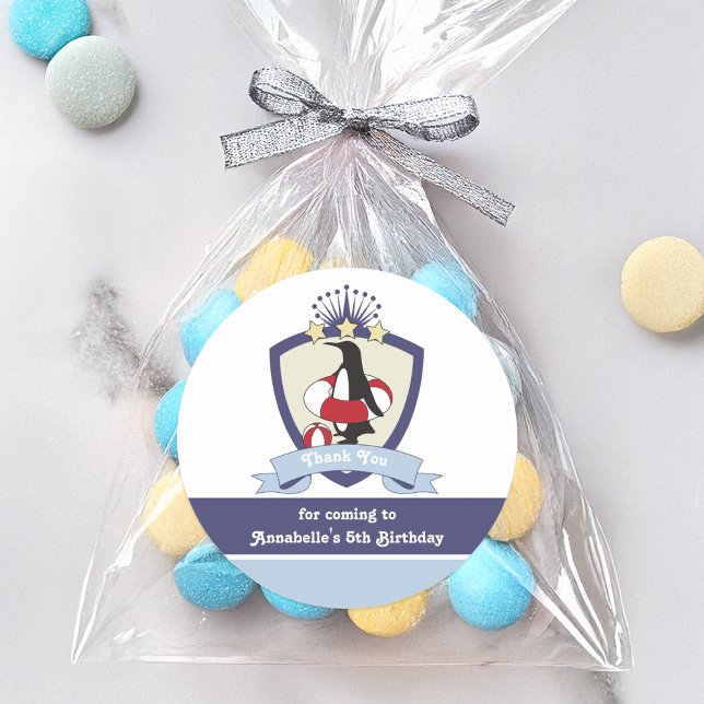 Adesivo Clube de Natação Crest Cute Penguin Kids Obrigado (Criador carregado)