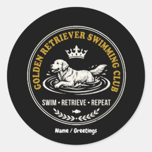 Adesivo Clube de Natação de Golden Retriever Vintage Cacho