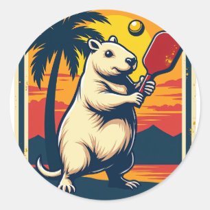 Adesivo Clube de Pickleball Capybara Logotipo Retro Esport