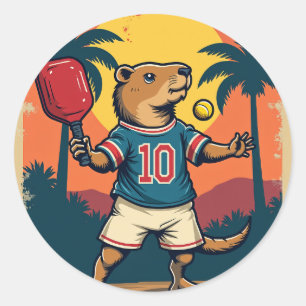 Adesivo Clube de Pickleball Capybara Logotipo Retro Esport