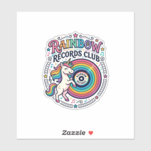 Adesivo Clube de Registros de Arco-Íris de Unicórnio Fundo