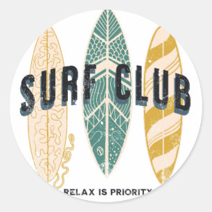 Adesivo Clube de surfs Summer Beach Vacage Funny Vintage