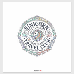 Adesivo Clube de Viagens Unicórnio Projeto Original Zazzle