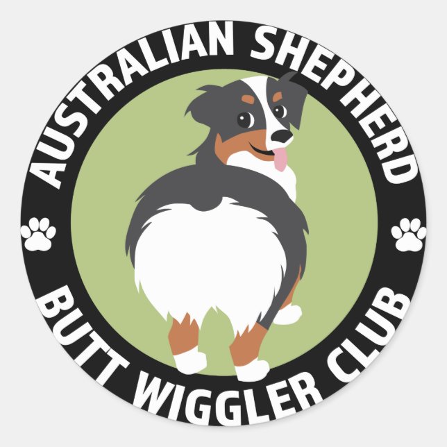 Adesivo Clube de Wiggler do Bumbum Shepherd Australiano (Frente)