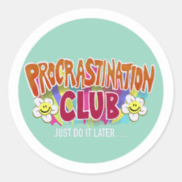Adesivo Clube Divertido de Procrastinação Retro Arco-íris