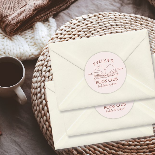 Adesivo Clube do Livro Ilustrado Mão Livre Despedida de So (Book Club Bookish Hand Drawn Bachelorette Party Classic Round Sticker)