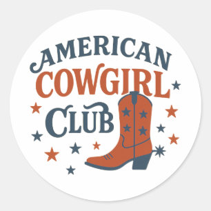 Adesivo Clube Patriótico da Cowgirl Americana Retrô