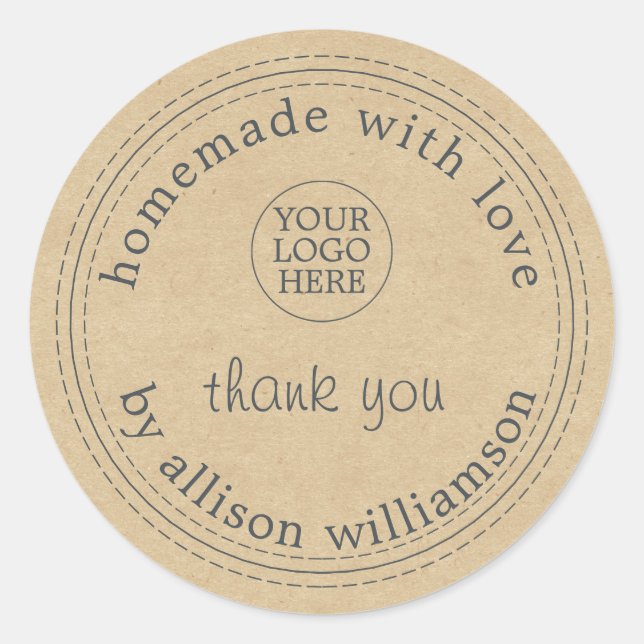 Adesivo Clube Rústico Feito à Mão Kraft Paper Agradecido (Frente)