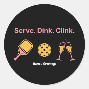 Adesivo Clube Social de Vinho de Pickleball Serve Dink Cli