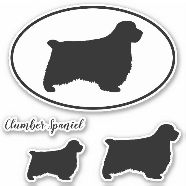 Adesivo Clumber Spaniel Dog Silhouettes Vinyl Sticker Set (Frente)
