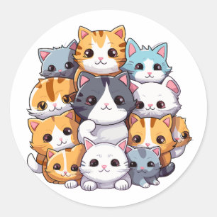 Adesivo Cluster de Gatos-Cute