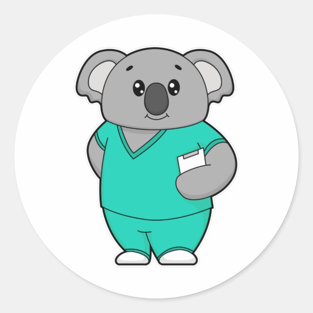 Adesivo Coala como Enfermeira com Bloco de Notas (Frente)