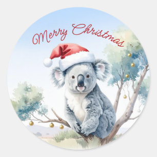 Adesivo Coala sentado em uma árvore de goma Feliz Natal