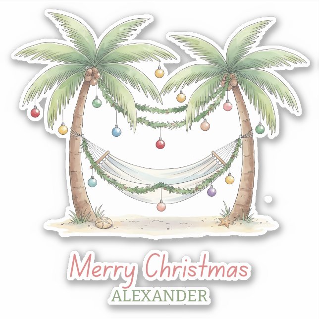 Adesivo Coastal Christmas Palm Trees With Hammock (Frente)
