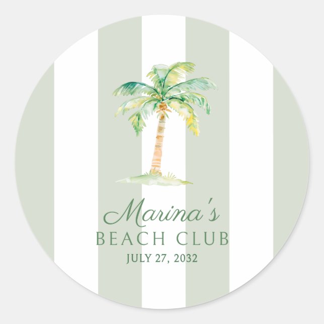 Adesivo Coastal Green Cabana Stripes Palm Beach Club (Frente)