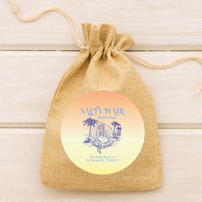 Adesivo Coastal Yellow Cowgirl Mermaid Birthday Party (Criador carregado)