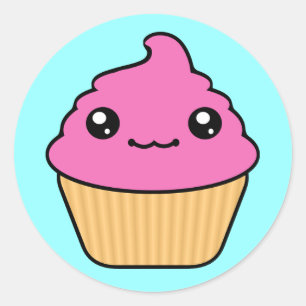 Adesivo Cobertura de Chiclete Kawaii Cupcake Redondo