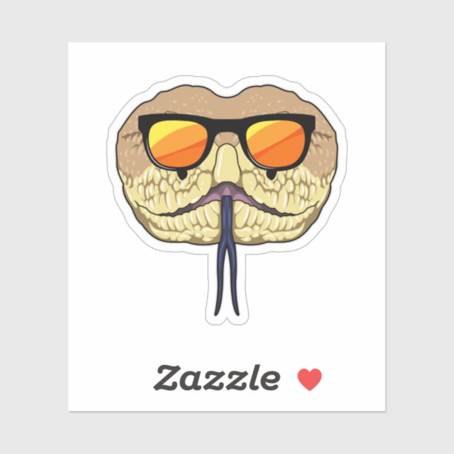 Adesivo Cobra com óculos de sol (Folha)