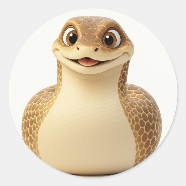 Adesivo Cobra de Cartoon de Sorriso Bonito (Frente)