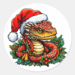 Adesivo Cobra de Natal Presente Única de Animal de Inverno