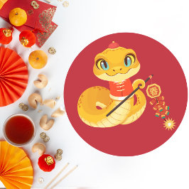 Adesivo Cobra de Ouro Adorável com Firecracker Primavera