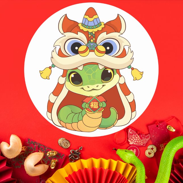 Adesivo Cobra em dança de leão com "Fu" (Criador carregado)